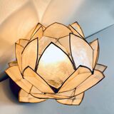 Vintage mother-of-pearl and brass flower wall lamp