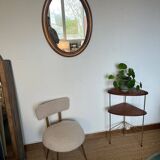Vintage oval mirror in wood and brass