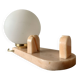 Art Deco pink marble and glass bedside lamp with photo holder