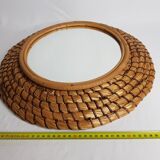 Miroir rond en paille tressée "bourgne" 40 cm