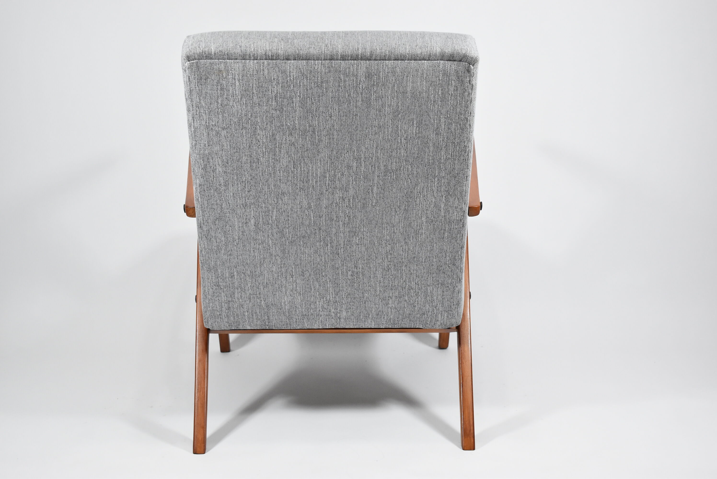 Vintage armchair Compas, 1960s, restored, grey fabric, teak