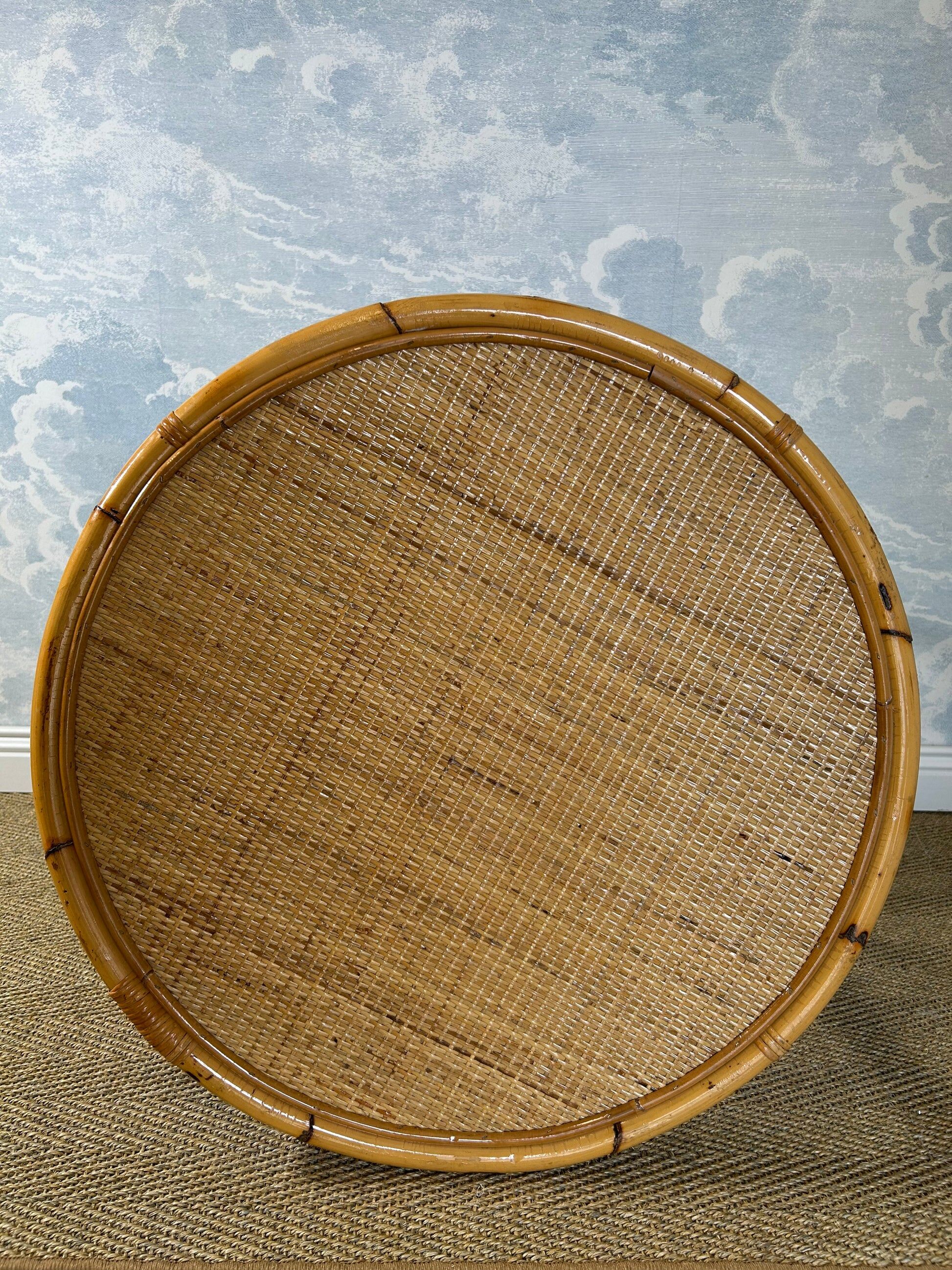 Bamboo and wicker table in the style of Dal Vera / Franco Albini, Italy, 1960s.