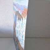 Vintage landscape painting of Greece Santorini island