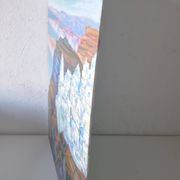 Vintage landscape painting of Greece Santorini island