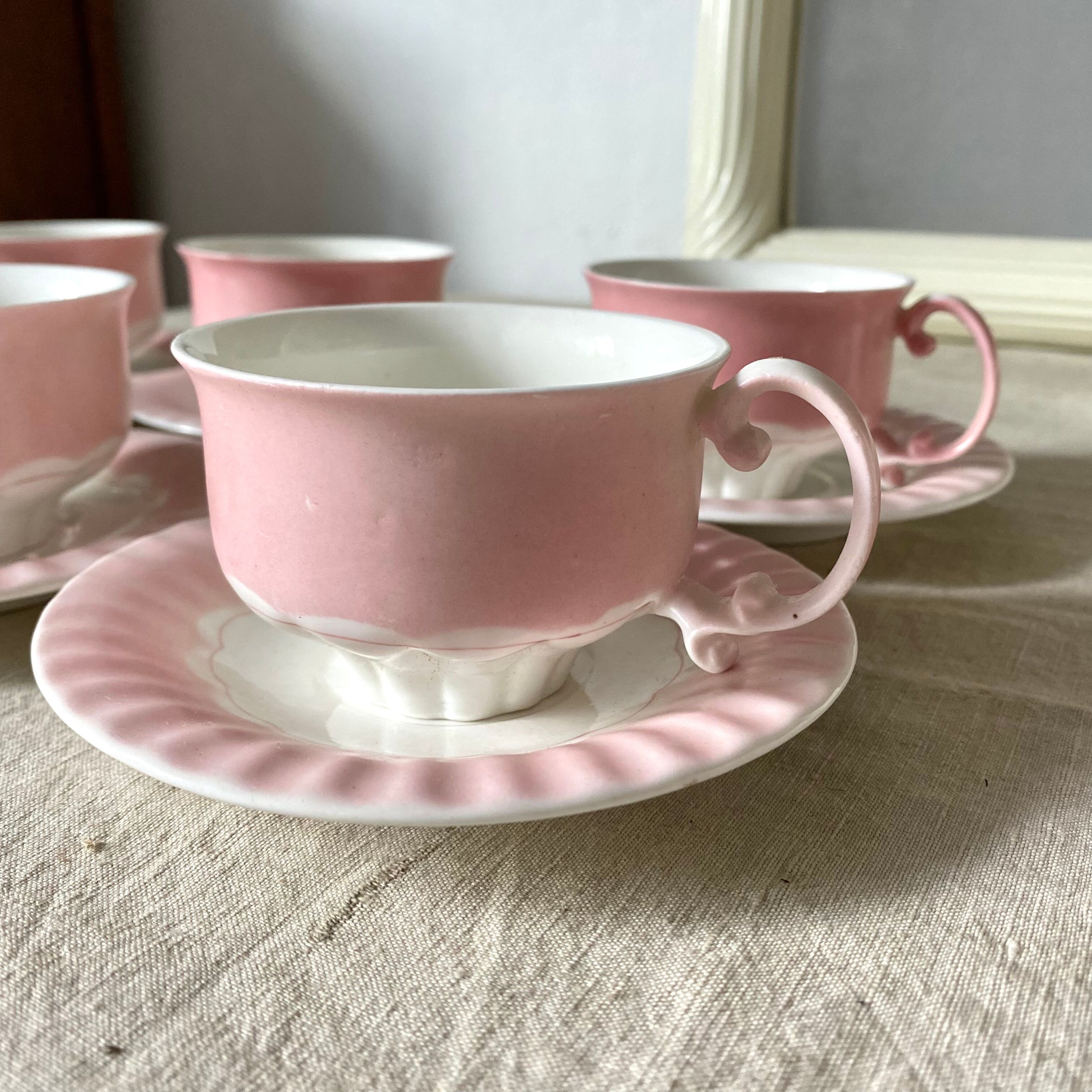 Pink vintage porcelain cups
