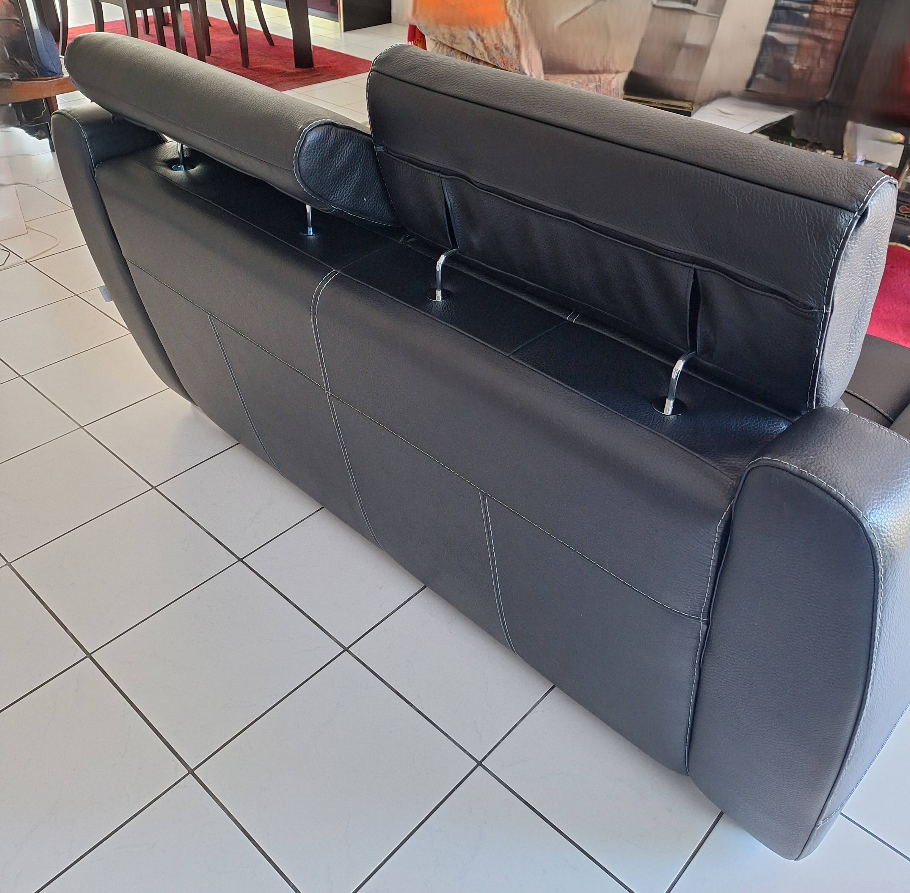 Contemporary black leather sofa