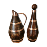 Bouteille et pichet bois cuivre