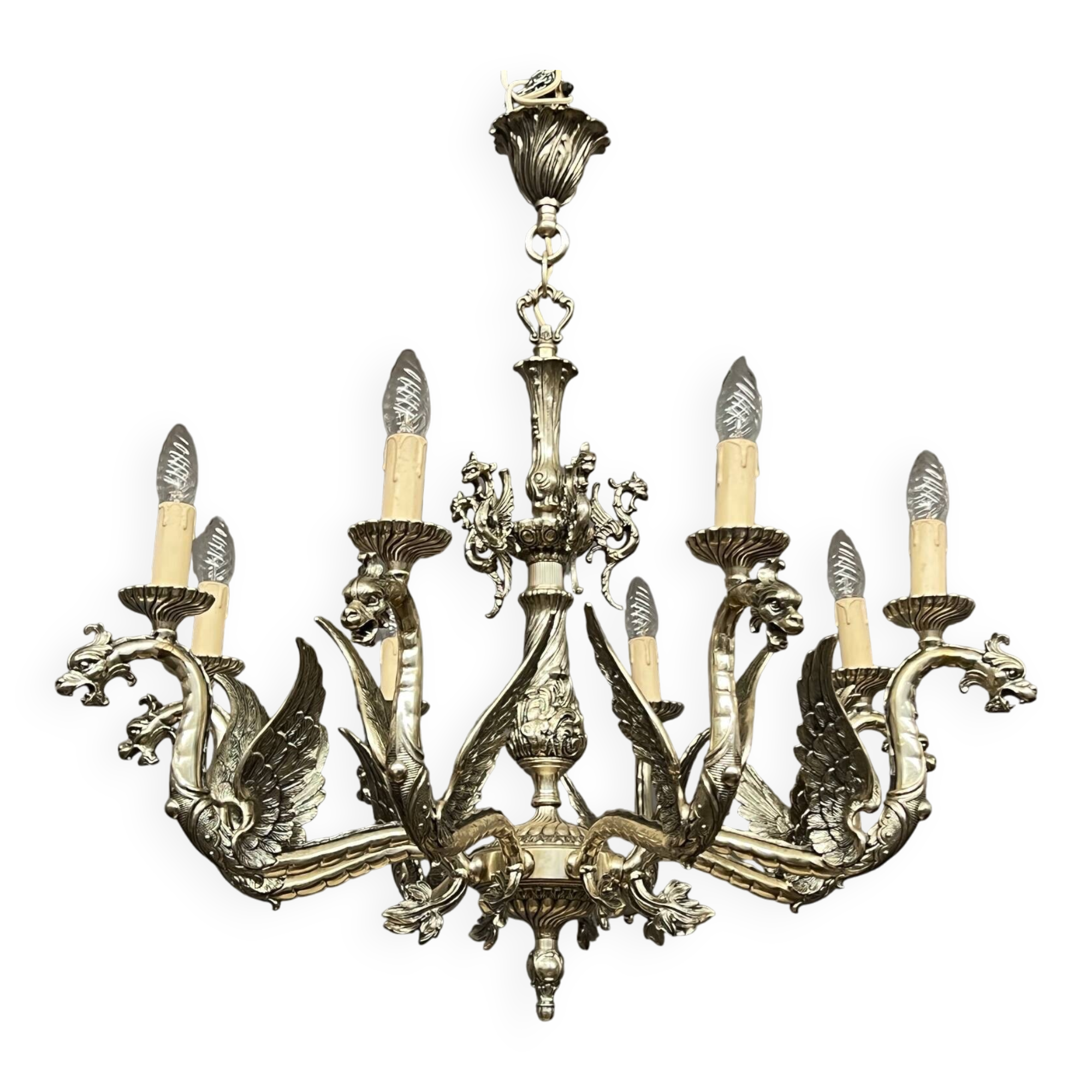 Antique chandelier in neo-gothic style.