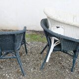 3 vintage rattan armchairs, adult size, 1960s