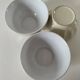 Trio de bols de ferme beige facetté & intérieur blanc