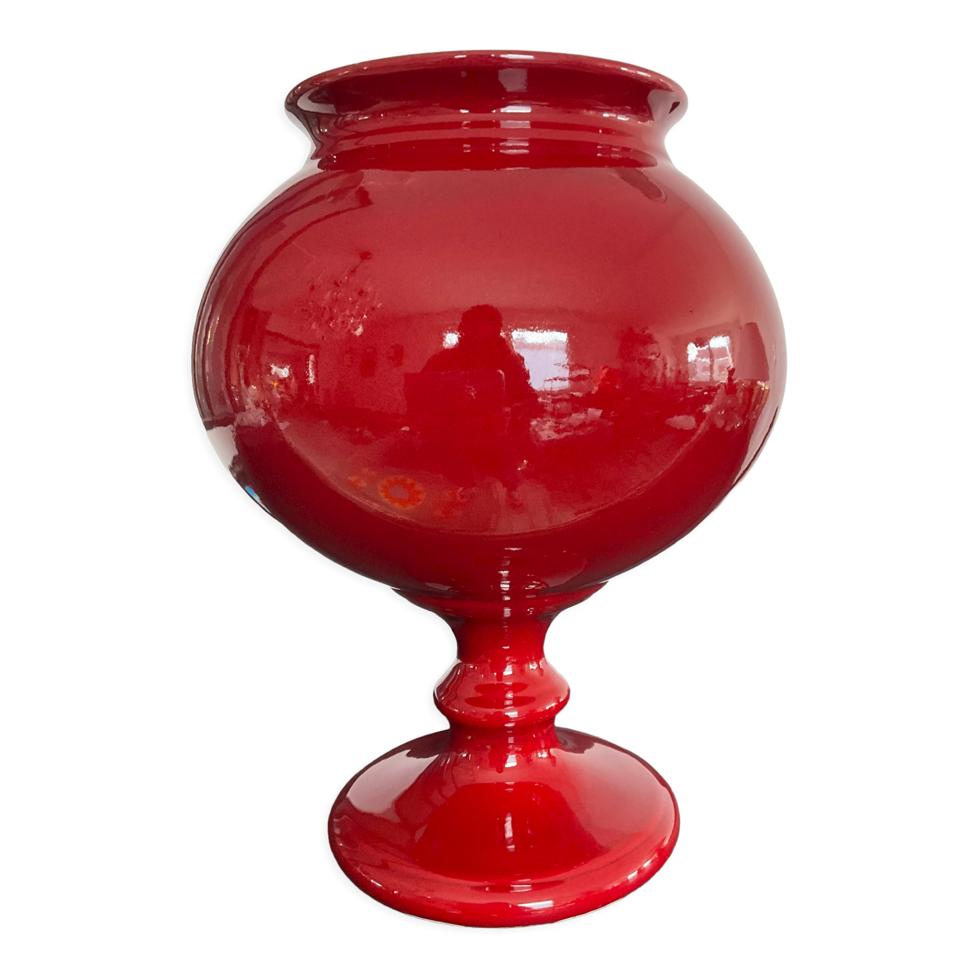 Vintage standing vase in glazed ceramic 70s