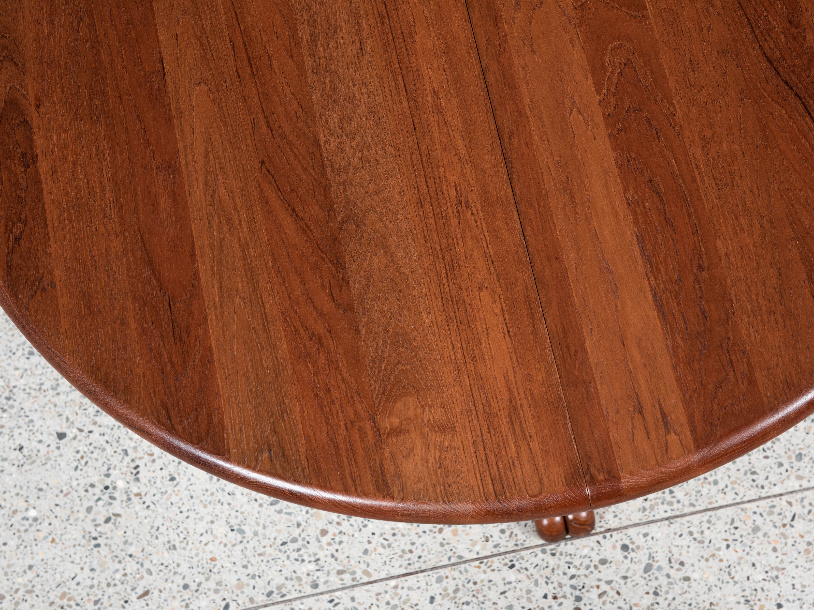 Midcentury Danish round teak dining table with 2 extensions 1960s