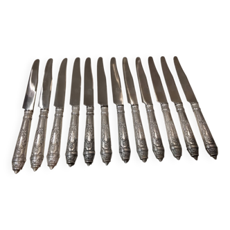 12 silver-plated metal table knives yrras style louis xvi