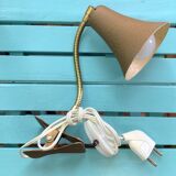 Vintage beige metal clip lamp working condition original electrification