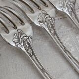 6 silver metal forks