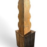 19th-century patinated pine corner buffet from England with shelves.