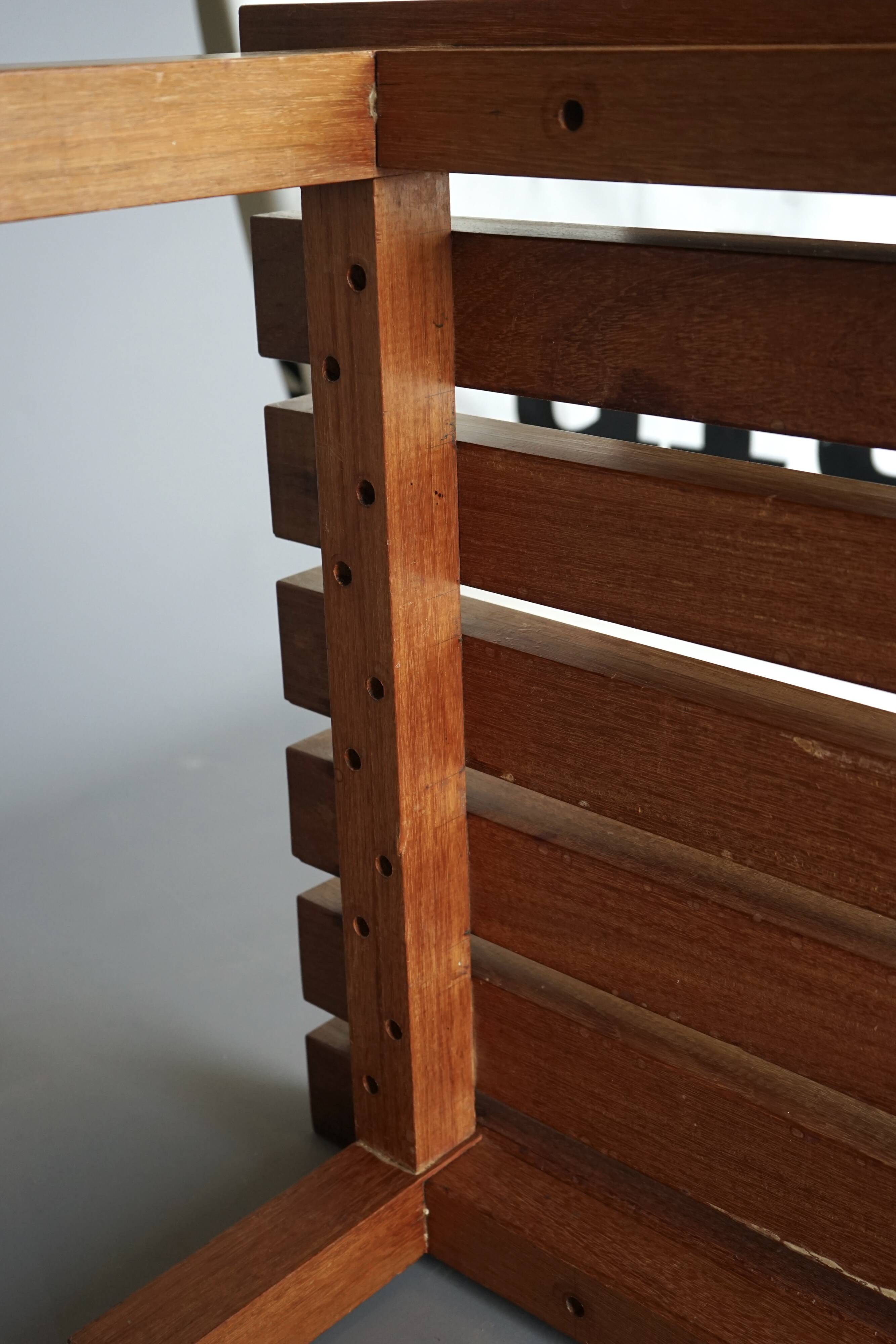 XL slatted teak bench from the 1960s
