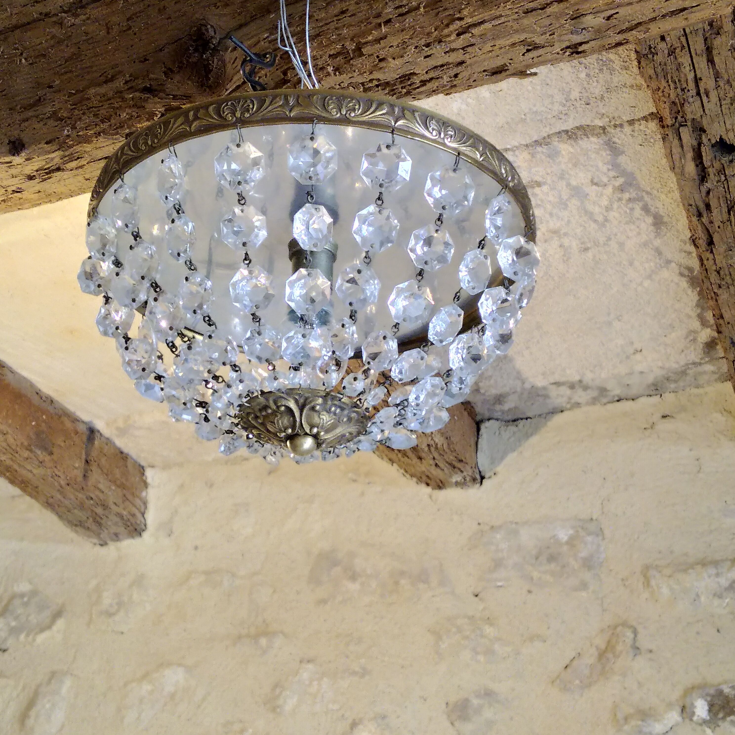 Crystal pendeloques basket ceiling light