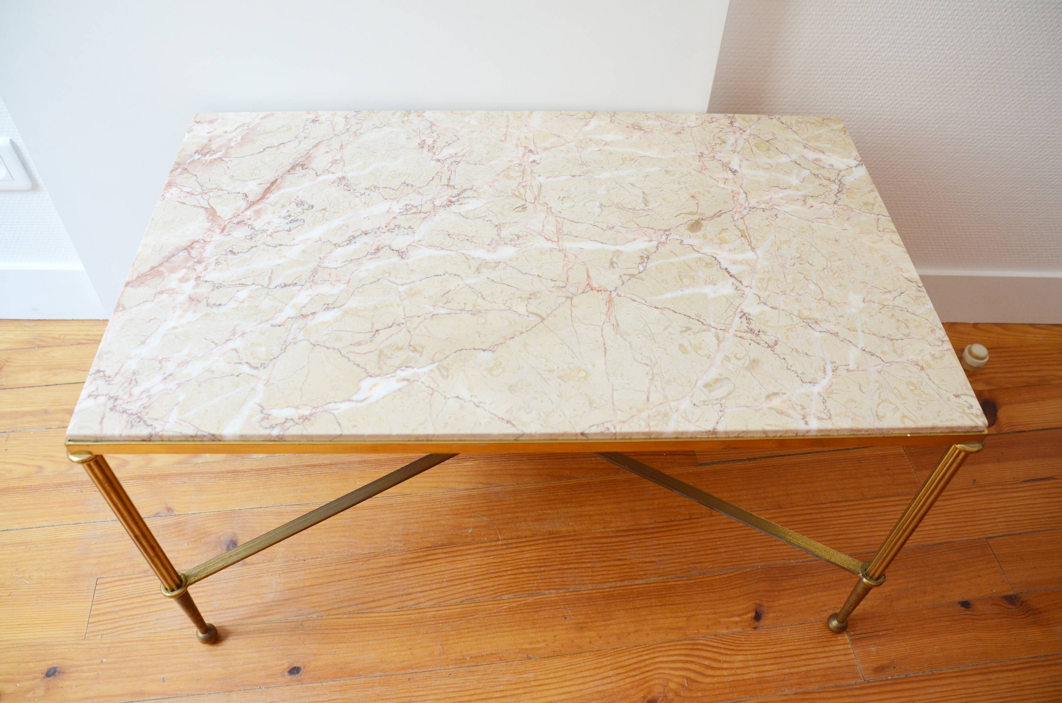 Marble and brass coffee table 60s