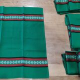 Basque green tablecloth and its 12 napkins