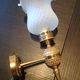 Brass wall light and satin glas vintage 50s-60s