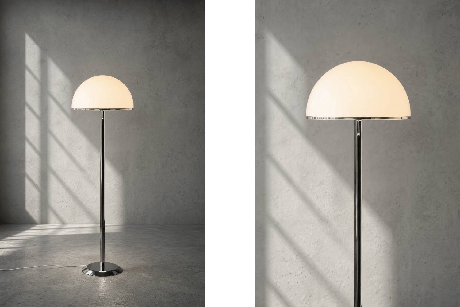 Vintage Swedish Chrome & White Acrylic Floor Lamp from Nybro Armaturfabrik