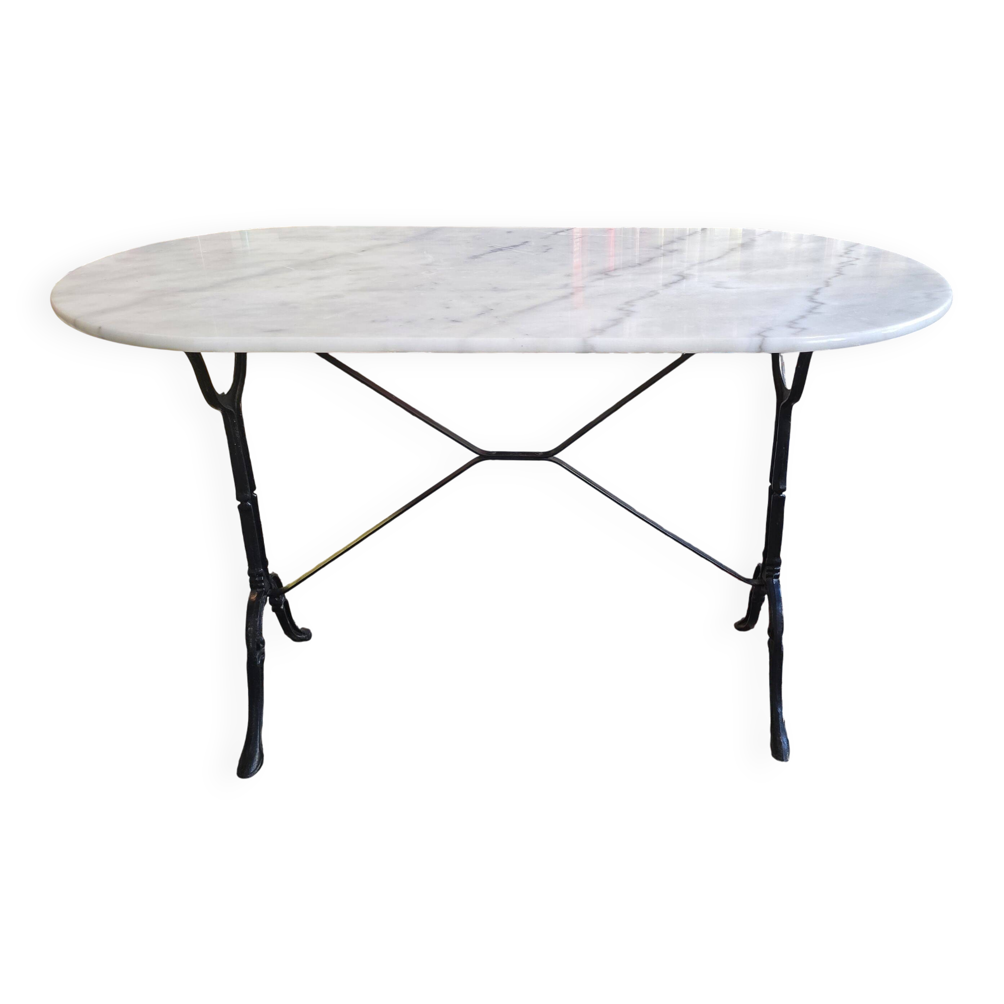 Oval bistro table - marble and cast iron