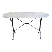 Table de bistrot ovale - en marbre et fonte
