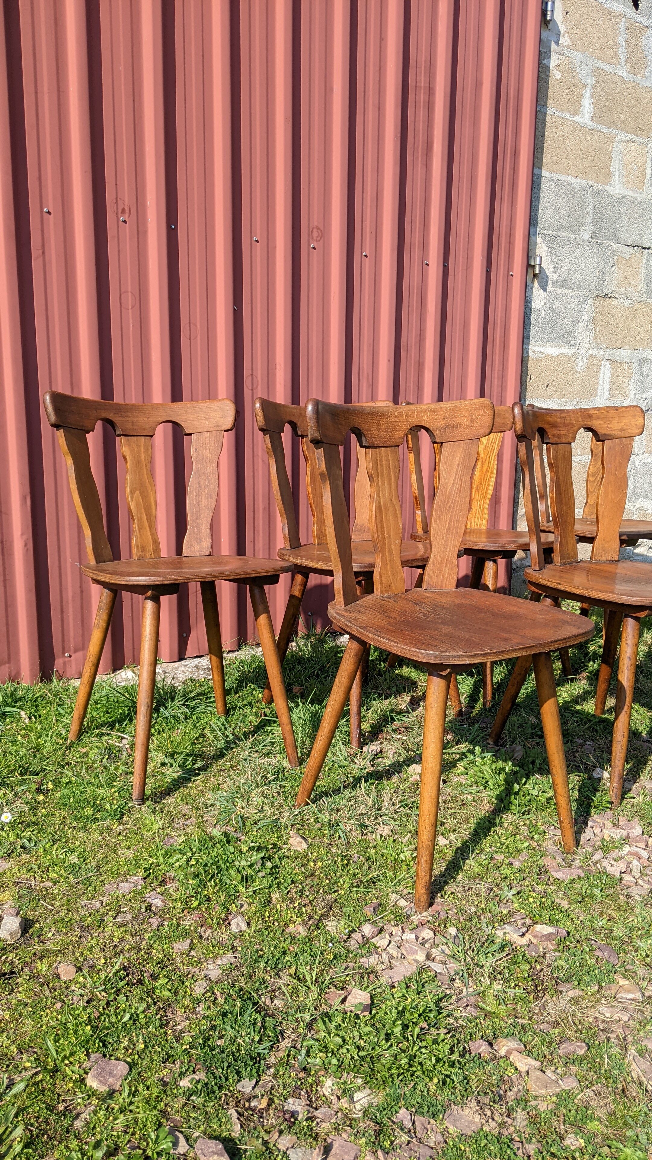 Série de 8 chaises de bistrot manufacture macorest kingersheim circa 1950