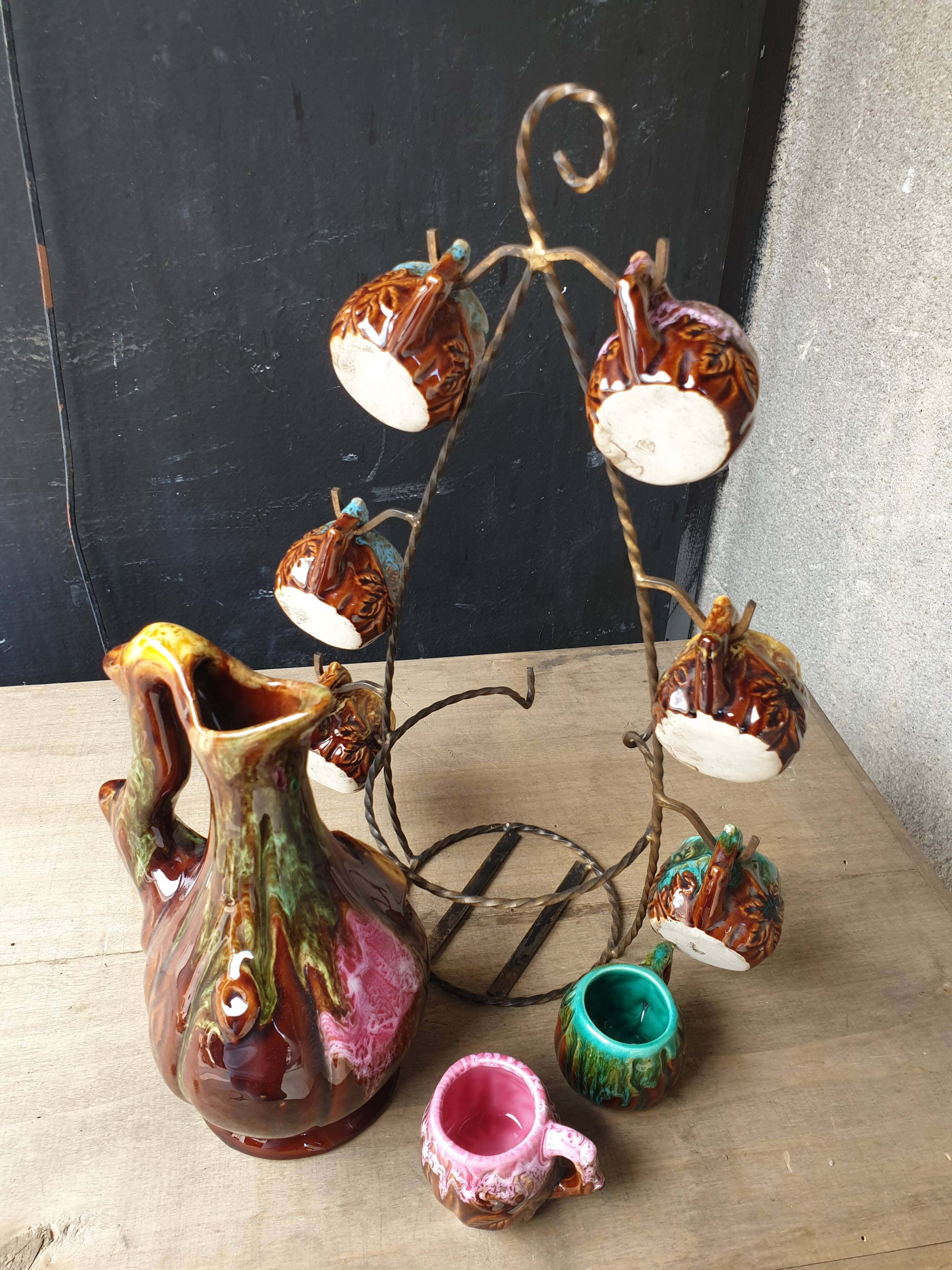 Vintage Vallauris ceramic liquor service