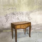 Vintage oak and elm burl bedside table