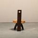 Fireplace Stool in Oak and Straw, France 1950s