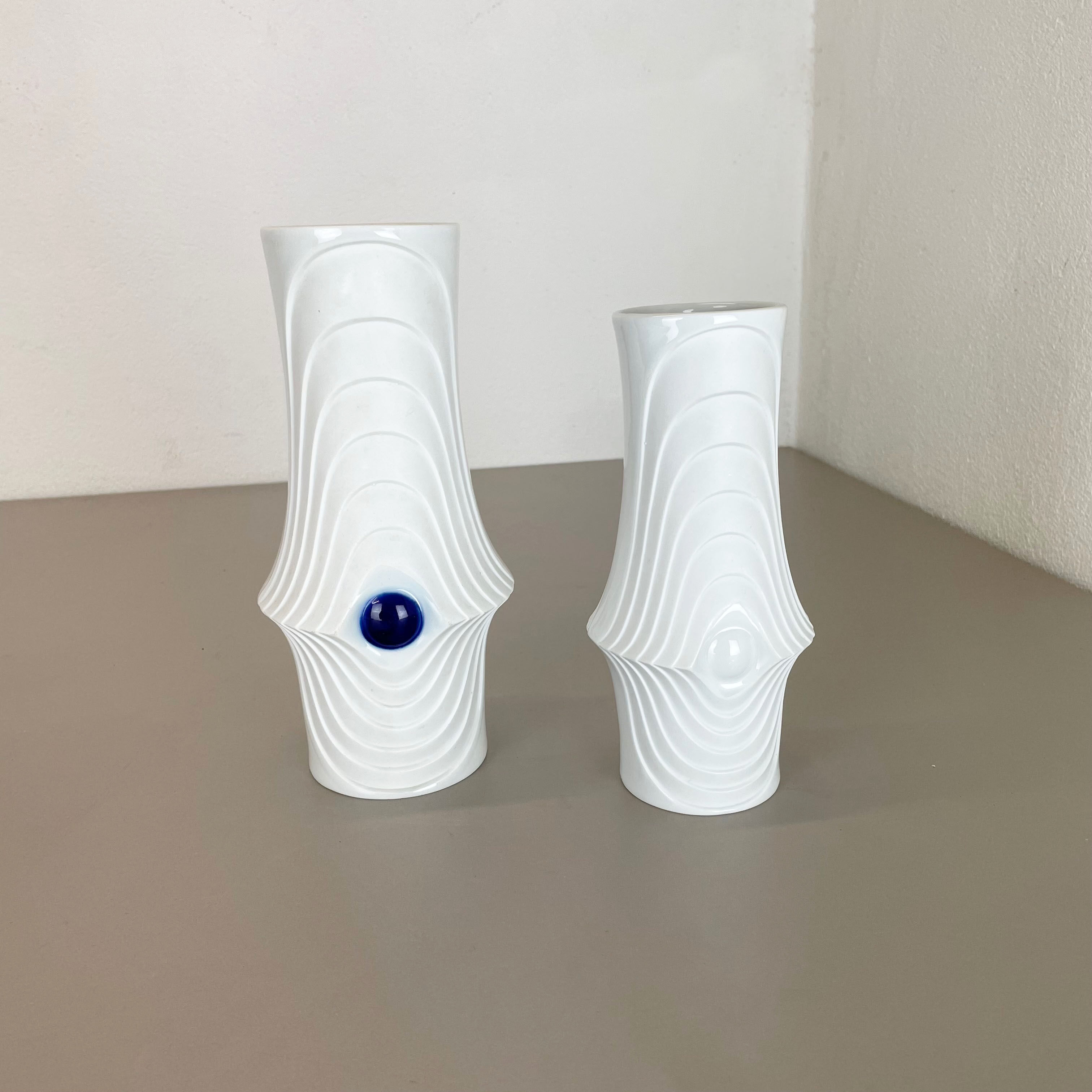 Set of 2 Original Porcelain Op Art Vase Made by Royal Bavaria KPM Germany, 1970s