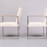 Bert Plantegie White Leather reclining Armchairs .