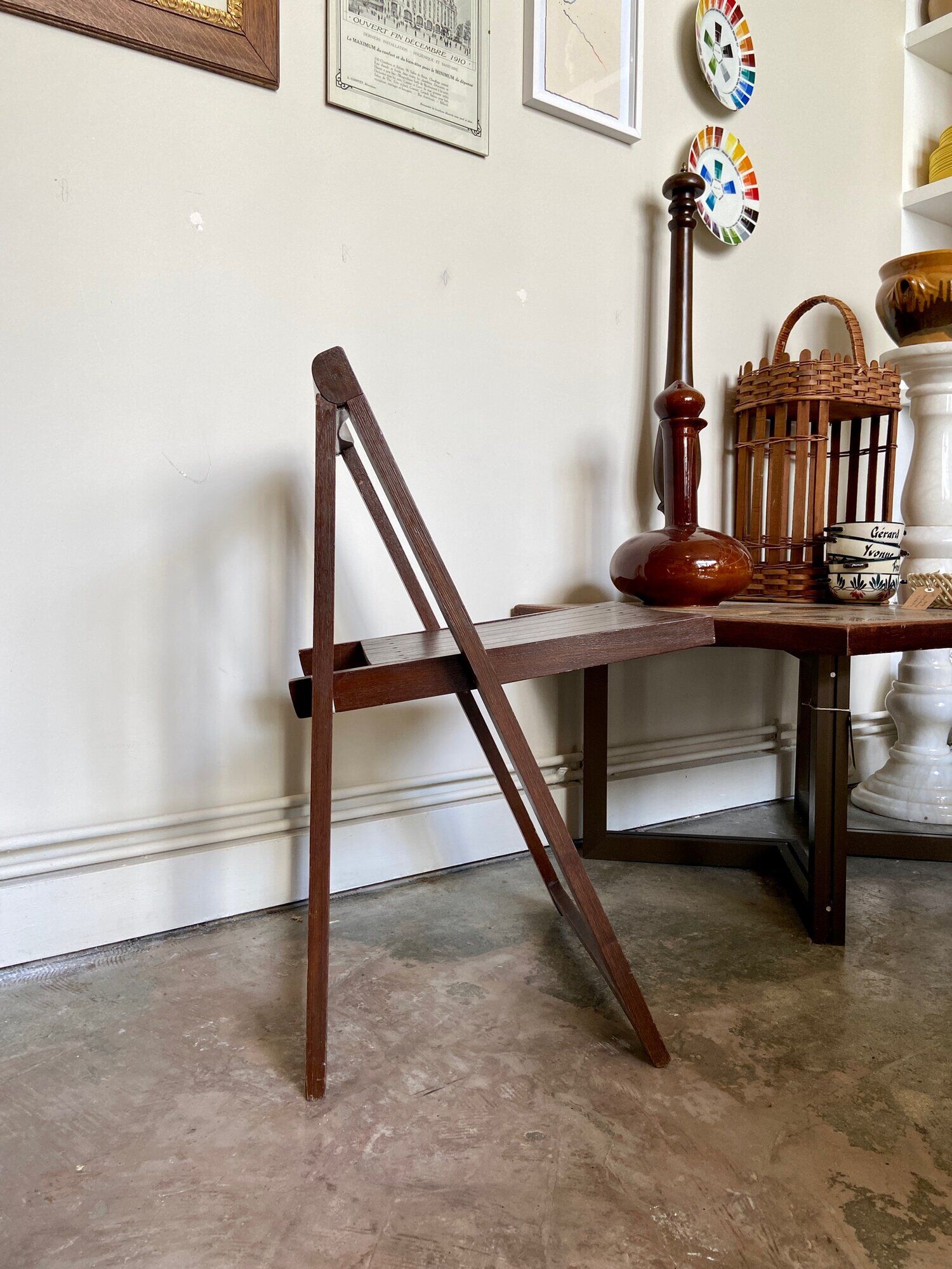 Dark wood folding chair