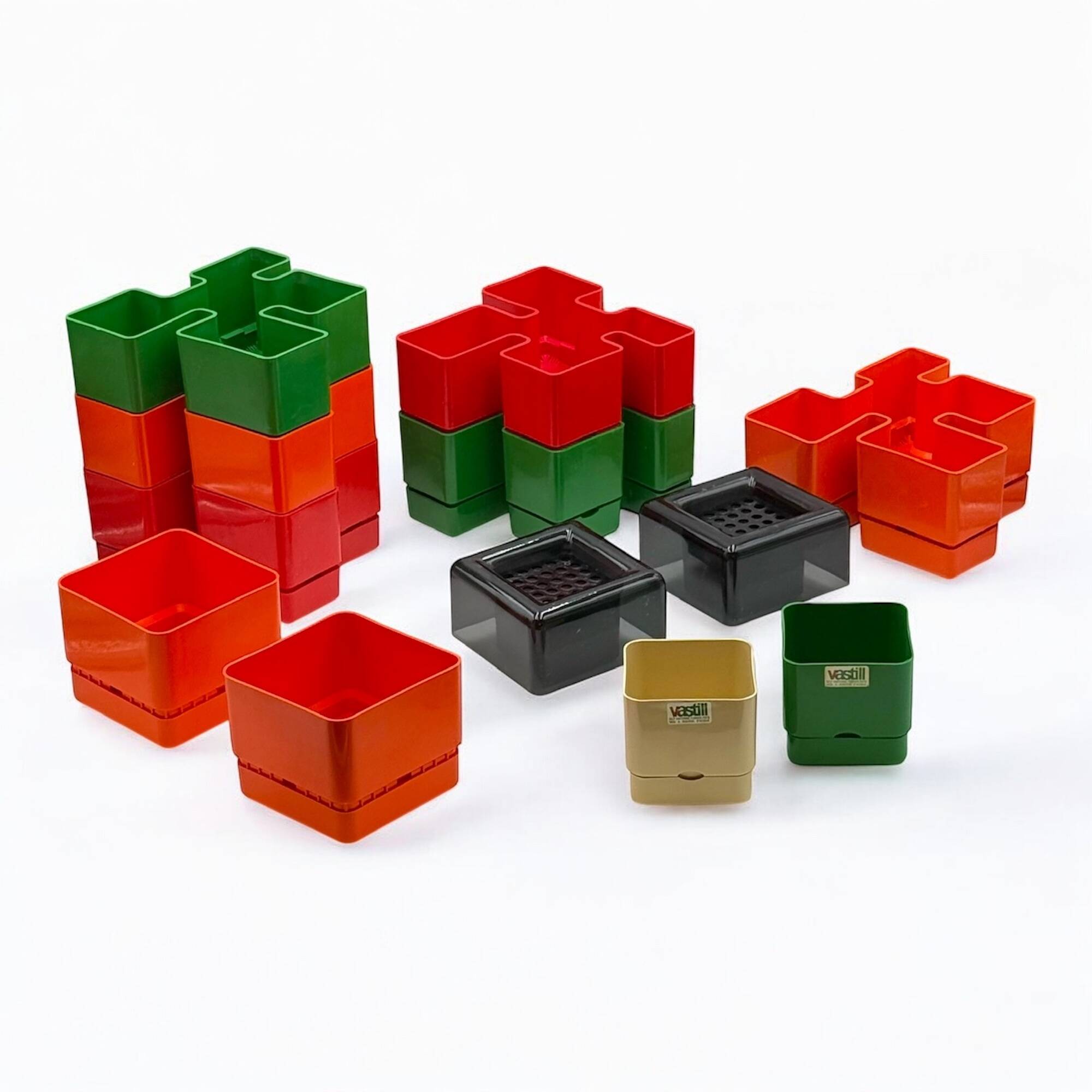 Paire de cache-pots Space Age noirs par Anna Mazzucchelli pour Vastill, Italie