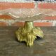 Antique art nouveau fruit bowl moulded glass + golden metal pedestal
