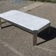 Vintage chrome metal coffee table and white marble top - 70s
