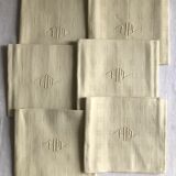 Antique napkins damascus and monogrammed tinted fresh butter