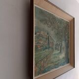 Large oil on canvas landscape of St Paul de Serre signed R. CAZ.
