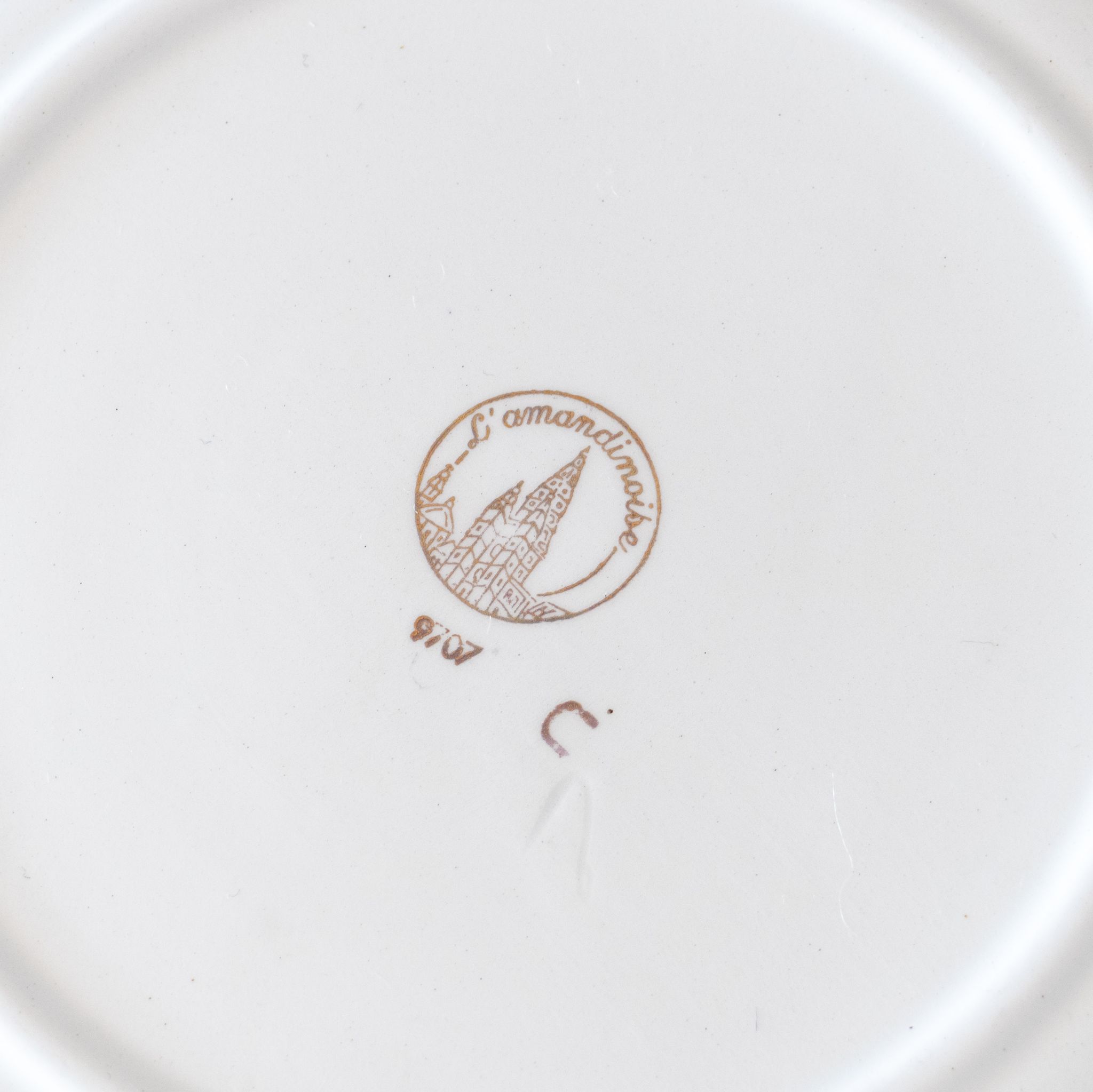 6 green old L'Amandinoise's dessert plates