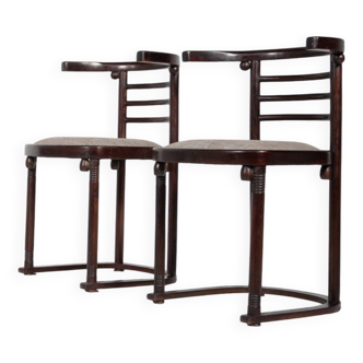 Mid-Century Modern Pair of Fledermaus Armchairs by Joseph Hoffman, Vienna, 1900s