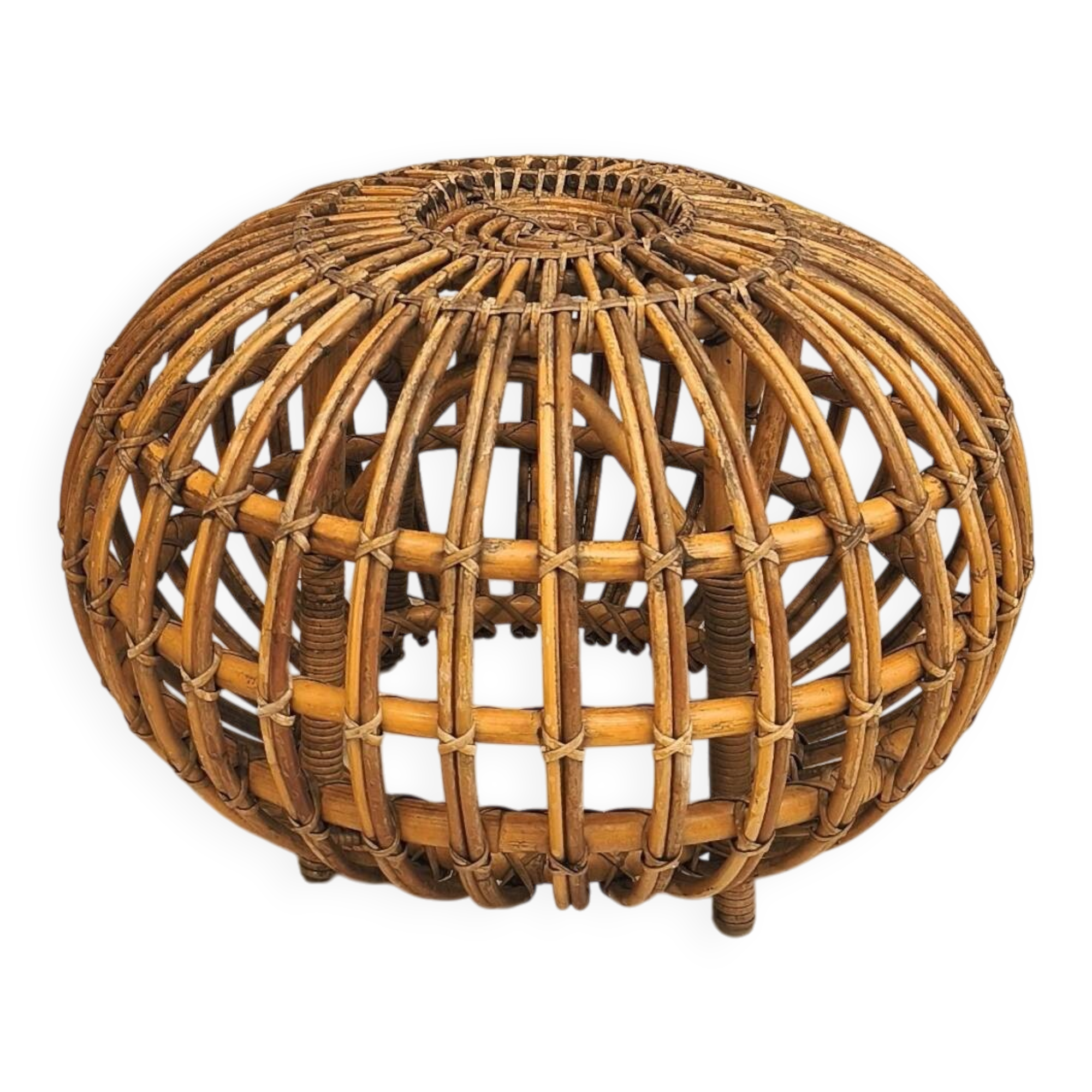 Pouf / ottoman in rattan designed by Franco Albini