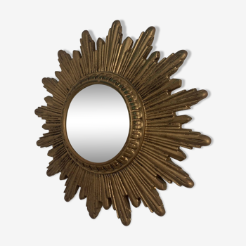 Vintage mirror 1960 sun witch gold resin - 31 cm