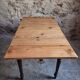 Table vintage française en pin avec rallonge latérale vers 1930, table de cuisine ou bureau