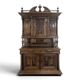 Large buffet with 2 bodies in Renaissance style made of solid walnut.