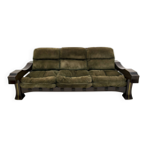 Luciano Frigerio Mid-Century Modern Italian Wood and Suede Sofa "Ussaro",70
