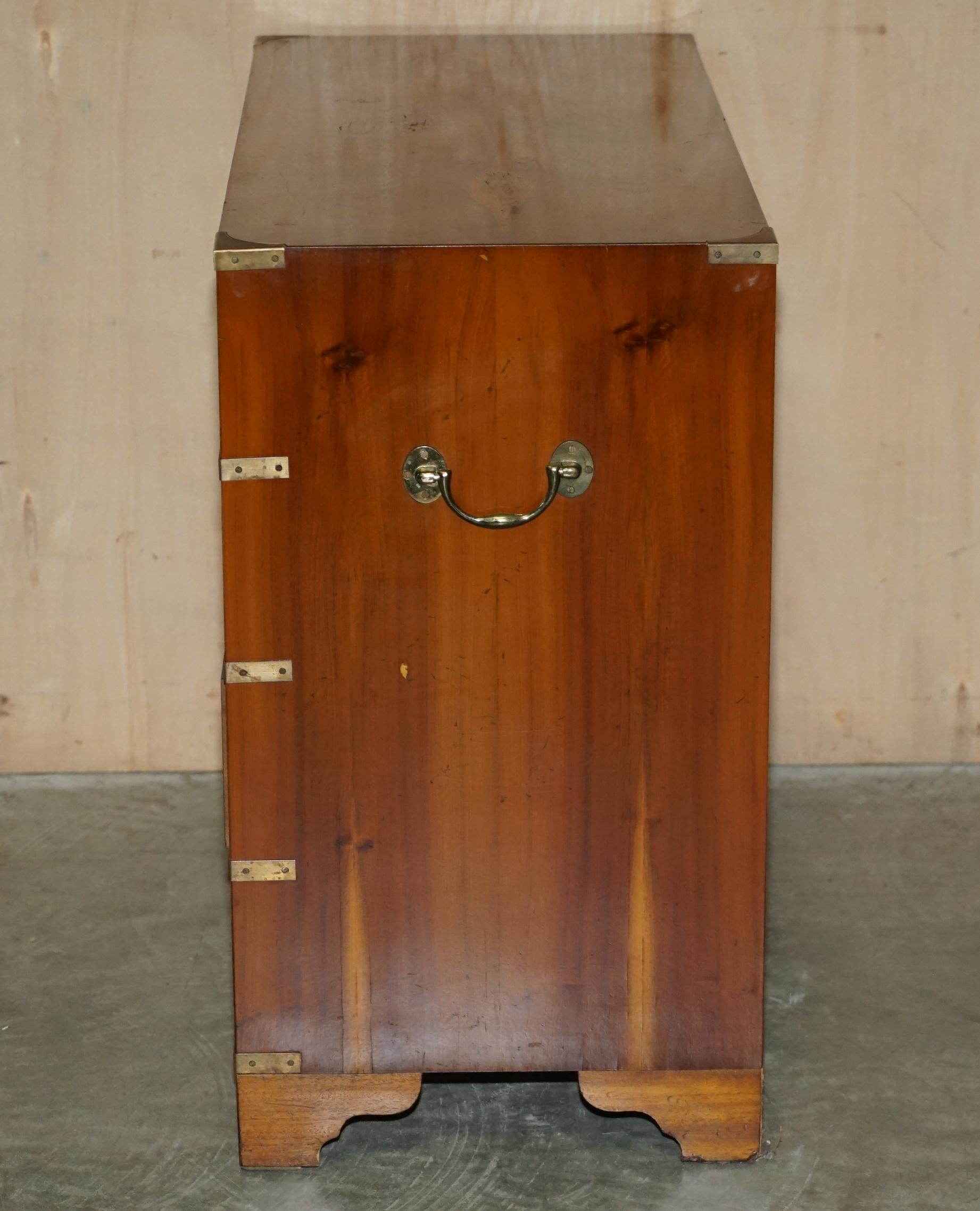 Vintage military campaign chest of drawers in burr yew wood.