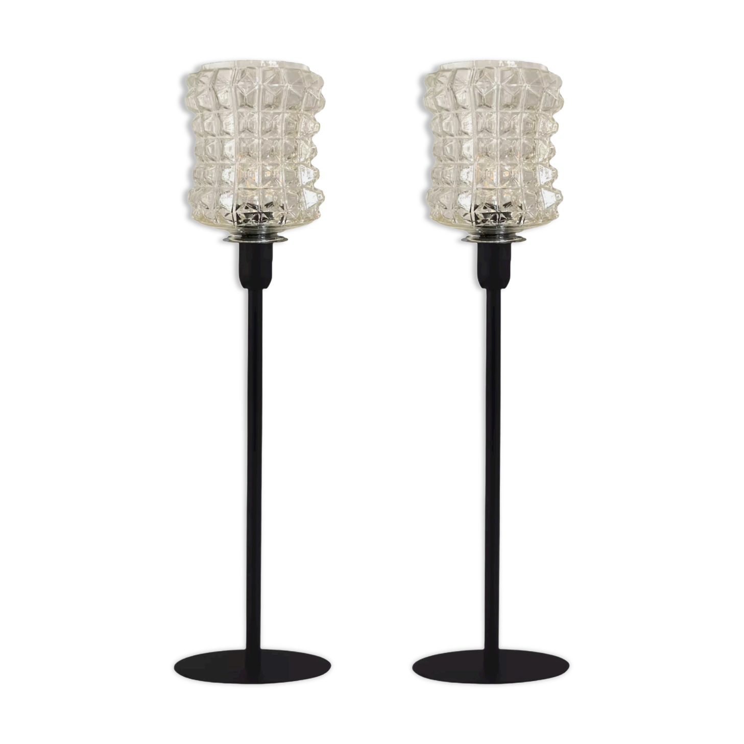 Pair of lamps with a molded glass shade