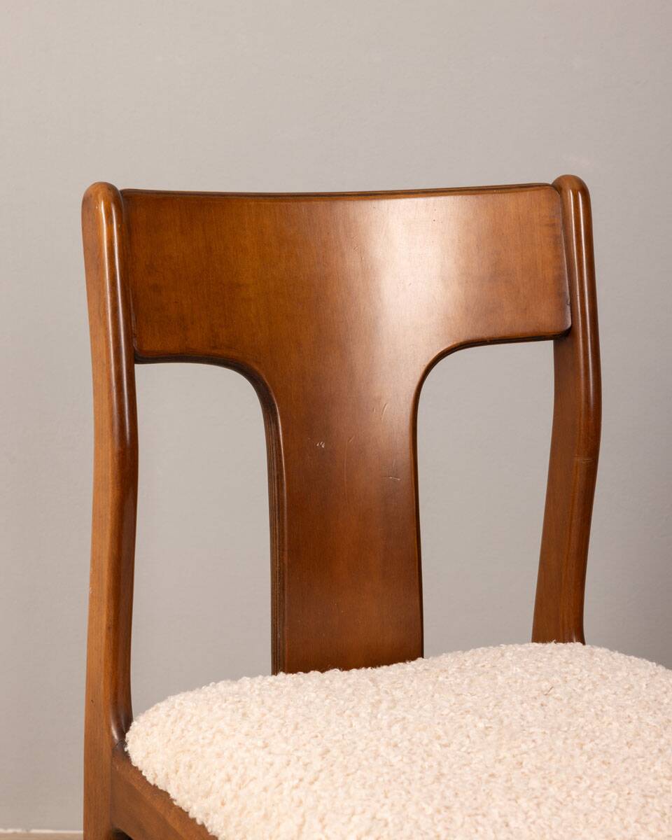 Set of 4 vintage chairs 70s white fabric Italian design